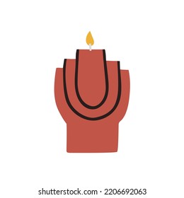 Scented candle color illustration. Modern aromatic decoration for cozy home interior. Flat vector illustrations isolated on white background