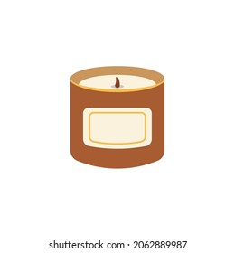 Scented candle illustration. Vector illustration for stickers, stationery, decoration.