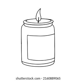 Scented candle linear illustration. Outline image. For home. Vector