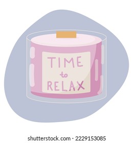 Scented candle for relaxation, isolate element, flat hand drawn vector illustration