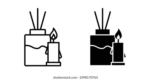 Scented Candle vector icon set in black color.