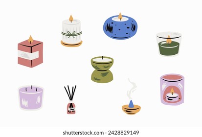 Scented Candle Vector Illustration in Flat Style