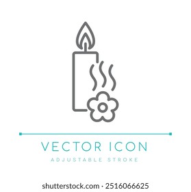 Scented Candle vector line icon ideal for candle products, featuring a minimalistic design to enhance digital and print visuals.