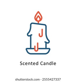 Scented Candle Vector Two Colors Outline Icon. Eps file 10