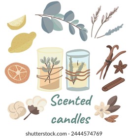 Scented candles flat design set