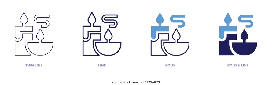 Scented candles icon in 4 different styles. Thin Line, Line, Bold, and Bold Line. Duotone style. Editable stroke.