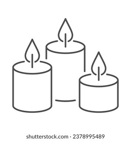 Scented candles line outline icon.
Candle icon. Editable stroke. Vector illustration.