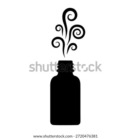 Scented Essential Oil Bottle with Fragrant Aroma Swirls Silhouette for Spa and Wellness
