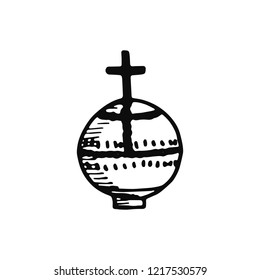 scepter of the king icon. sketch isolated object black.