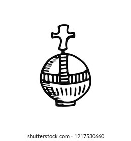 scepter of the king icon. sketch isolated object black.