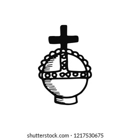 scepter of the king icon. sketch isolated object black.