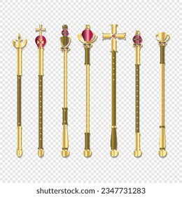 Scepter vector illustration, king, queen, realistic design. Eps 10