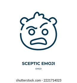 Sceptic emoji icon. Linear vector illustration from emoji collection. Outline sceptic emoji icon vector. Thin line symbol for use on web and mobile apps, logo, print media.