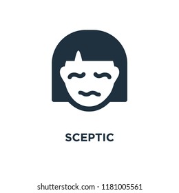 Sceptic icon. Black filled vector illustration. Sceptic symbol on white background. Can be used in web and mobile.