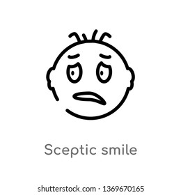 sceptic smile vector line icon. Simple element illustration. sceptic smile outline icon from user interface concept. Can be used for web and mobile