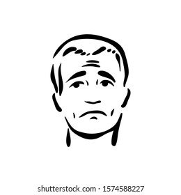 Sceptical face emotion icon on white background