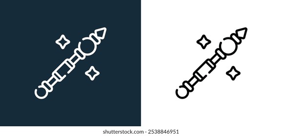 sceptre icon isolated on white and black colors. sceptre outline linear vector icon from magic collection for mobile apps, web and ui.