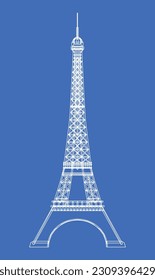 Dibujo escénico de la Torre Eiffel en París Francia en estilo de diseño