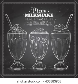 Scetch Of Milkshake Menu On A Black Board