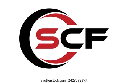 SCF initial letter creative circle shape icon swoosh logo design vector template. monogram, lettermark, circle, calligraphy, symbol, emblem, elegant, abstract, wordmark, sign, art, typography, fashion
