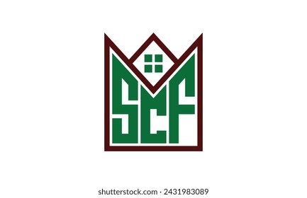 SCF initial letter real estate builders logo design vector. construction, housing, home marker, property, building, apartment, flat, compartment, business, corporate, house rent, rental, commercial
