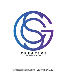 SCG letter round shape logo design icon