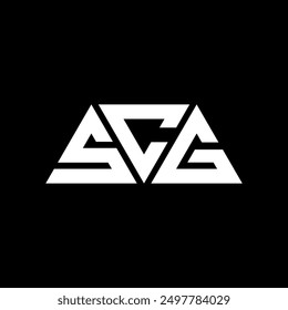 SCG triangle letter logo design with triangle shape. SCG triangle logo design monogram. SCG triangle vector logo template with red color. SCG triangular logo Simple, Elegant, and Luxurious design.