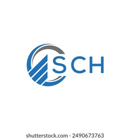 SCH Flat accounting logo design on white background. SCH creative initials Growth graph letter logo concept.SCH business finance logo design.	
