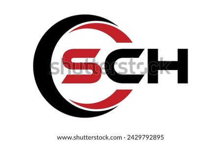 SCH initial letter creative circle shape icon swoosh logo design vector template. monogram, lettermark, circle, calligraphy, symbol, emblem, elegant, abstract, wordmark, sign, art, typography, fashion Stock foto © 
