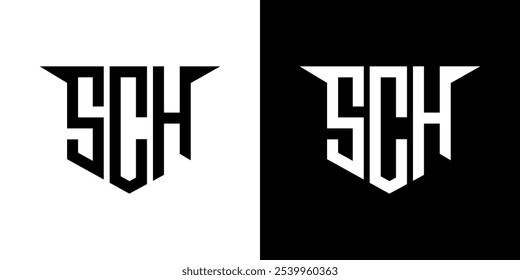 SCH letter logo design with white background in illustrator, vector logo modern alphabet font overlap style, calligraphy designs for logo, Poster, Invitation, etc.