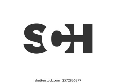 SCH logo design. Initial letter S C H bold font style for tech startups, consulting, corporate branding. Creative company name, headlines typography identity, trendy logotype. Vector illustration.