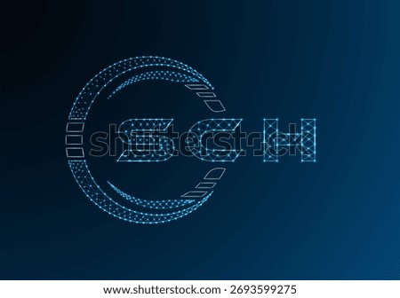 SCH low poly letter logo vector design. SCH lower poly logo design. Low poly logo.