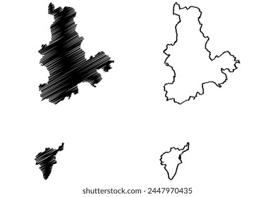 Schaffhausen District (Switzerland, Swiss Confederation, Canton of Schaffhausen or Schaffhouse) map vector illustration, scribble sketch Bezirk map