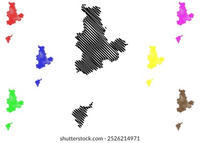 Schaffhausen District (Switzerland, Swiss Confederation, Canton of Schaffhausen or Schaffhouse) map vector illustration, scribble sketch Bezirk map