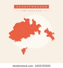 Schaffhausen map, Cantons of Switzerland. Vector illustration.