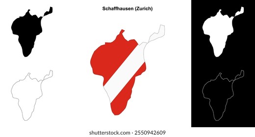 Schaffhausen, Zurich blank outline map set