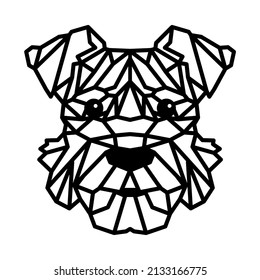 Schanuzer low poly. Dog Line art Black. Dogs Decoration