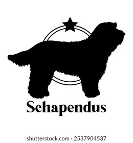 Schapendus perro silueta, perro, razas de perro, logotipo, Vector, silueta, diseño del logotipo, animal, ilustración, icono, signo, diseño, negro, símbolo, mascota