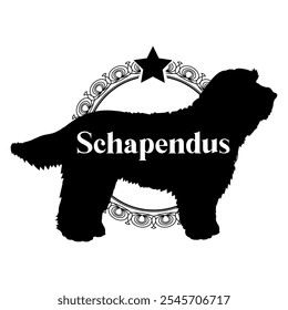 Schapendus. dog silhouette, dog, dog breeds,  vector, silhouette, logo design, animal, illustration, icon, sign, black, pet