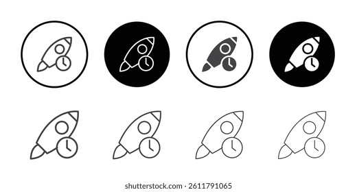 Schedual launch icon Symbol line set