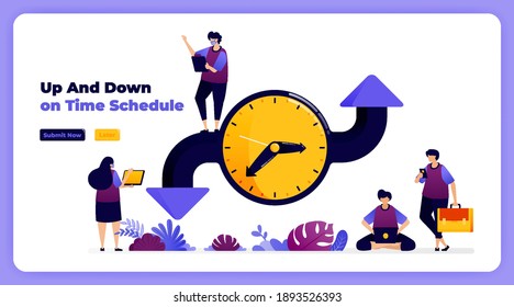 Schedule and adjust time in organizing events, meetings and agendas. vector illustration for landing page, banner, website, web, poster, mobile apps, ui ux, homepage, social media, flyer, brochure