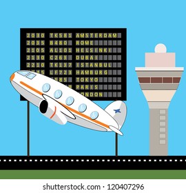 Schedule of airplane take off vector design