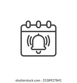 Schedule Alert line icon. linear style sign for mobile concept and web design. Calendar with notification bell outline vector icon. Symbol, logo illustration. Vector graphics