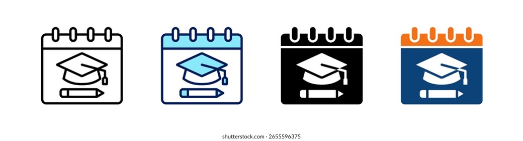 Schedule All In One Icon Multi Styles Vector Set