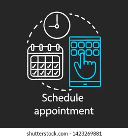 Schedule Appointment Chalk Icon. Meeting Arrangement. Clinic Center. Planning. Attendance Timetable. Plastic Surgery Center. Calendar. Isolated Vector Chalkboard Illustration