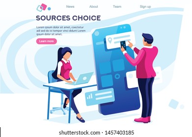 Schedule Appointment. Office. Choosing Application. Touchscreen Online Material. Application Meeting Concept for Web Banner Hero Images. Flat Isometric Vector Illustration Isolated on White Background