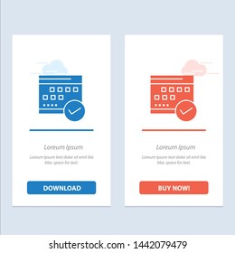 Schedule, Approved, Business, Calendar, Event, Plan, Planning  Blue and Red Download and Buy Now web Widget Card Template