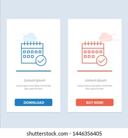 Schedule, Approved, Business, Calendar, Event, Plan, Planning  Blue and Red Download and Buy Now web Widget Card Template