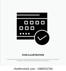 Schedule, Approved, Business, Calendar, Event, Plan, Planning solid Glyph Icon vector. Vector Icon Template background