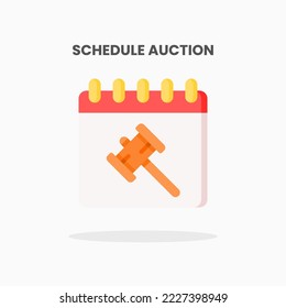 Schedule Auction icon flat. Vector illustration on white background. Can used for web, app, digital product, presentation, UI and many more.